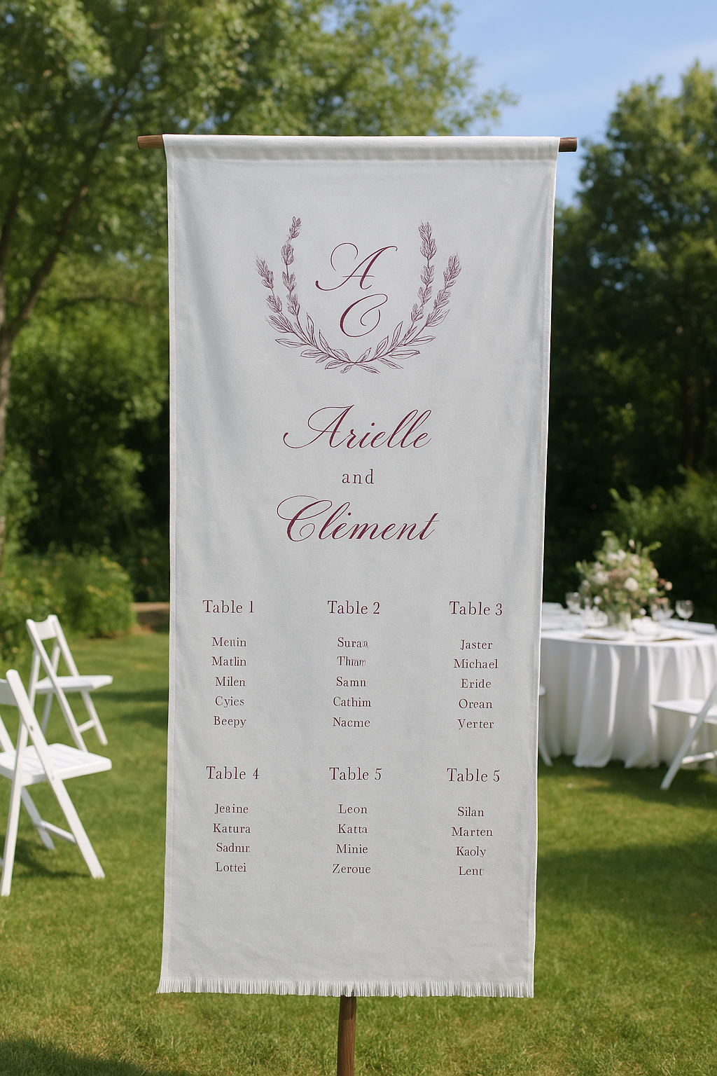 plan de table en coton lin tissu mariage